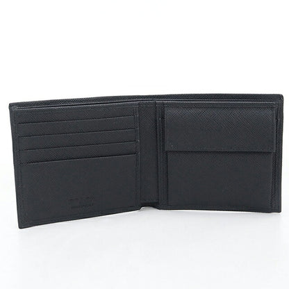 二手 Prada 双折钱包 双折钱包 紧凑型男士品牌 PRADA Saffiano 皮革钱包，带零钱包 2MO738_QHH_F0002 黑色 USDPR121567011