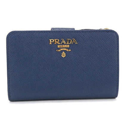 中古 プラダ 二つ折り財布 二折財布 コンパクト レディース ブランド PRADA  サフィアーノレザー財布 1ML225 ネイビー USDPR121568011