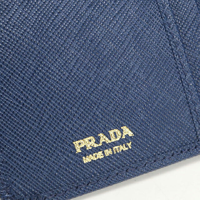 中古 プラダ 二つ折り財布 二折財布 コンパクト レディース ブランド PRADA  サフィアーノレザー財布 1ML225 ネイビー USDPR121568011