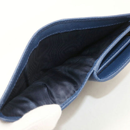 中古 プラダ 二つ折り財布 二折財布 コンパクト レディース ブランド PRADA  サフィアーノレザー財布 1ML225 ネイビー USDPR121568011