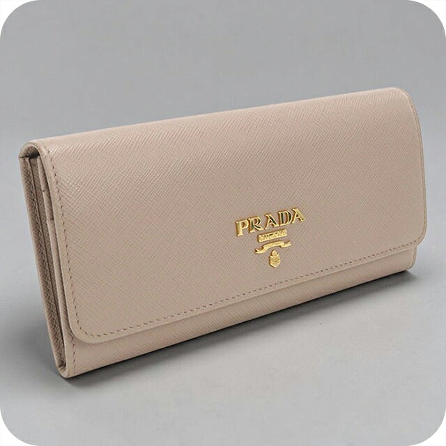 中古 プラダ 長財布二折 レディース ブランド PRADA  サフィアーノレザー財布 1MH132 ベージュ USDPR121573011