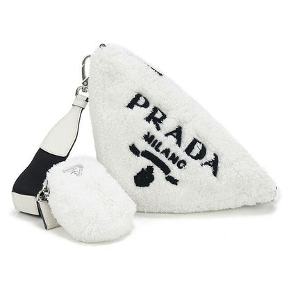 中古 プラダ 斜め掛け ショルダーバッグ レディース ブランド PRADA トライアングル 1BH190 ホワイト バッグ USDPR87810011