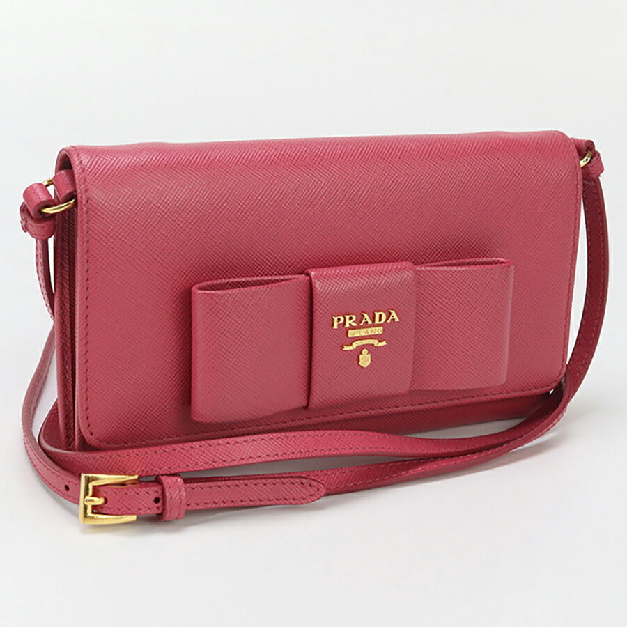 中古 プラダ チェーンウォレット レディース ブランド PRADA ショルダーウォレット 1M1437 ピンク 財布 USDPR93243011