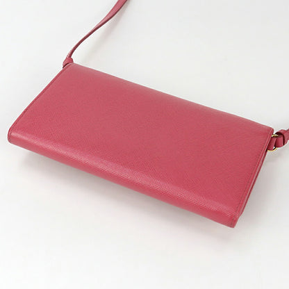 中古 プラダ チェーンウォレット レディース ブランド PRADA ショルダーウォレット 1M1437 ピンク 財布 USDPR93243011