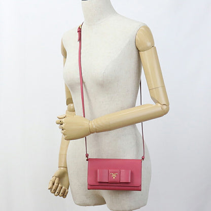 中古 プラダ チェーンウォレット レディース ブランド PRADA ショルダーウォレット 1M1437 ピンク 財布 USDPR93243011