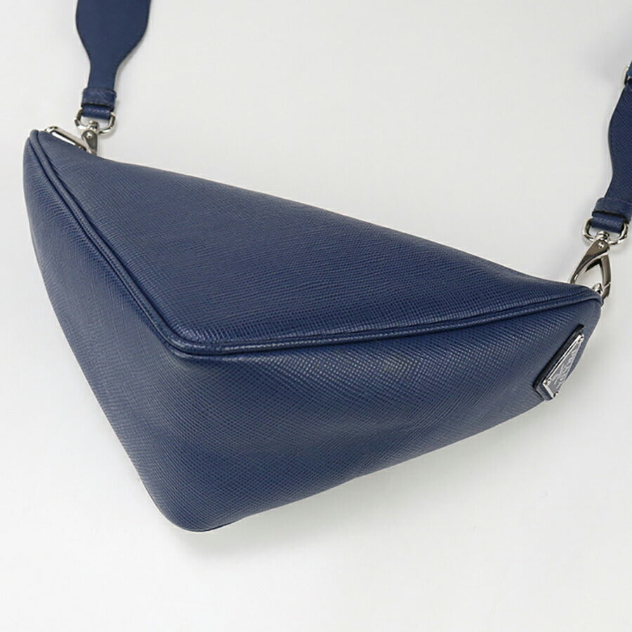 中古 プラダ 斜め掛け ショルダーバッグ メンズ ブランド PRADA トライアングル レザー 2VH155 ブルー バッグ USDPR93357011