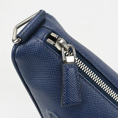 中古 プラダ 斜め掛け ショルダーバッグ メンズ ブランド PRADA トライアングル レザー 2VH155 ブルー バッグ USDPR93357011
