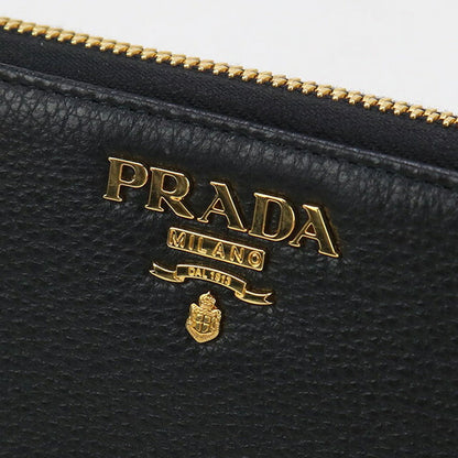 中古 プラダ 長財布ラウンドファスナー レディース ブランド PRADA ヴィッテロレザー ジップアラウンド PR95198 ブラック 財布 USDPR95198011