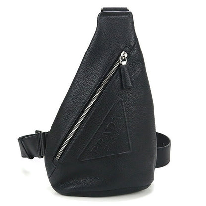 二手 Prada Body Bag 男士品牌 PRADA Vitello Dyno 皮革单肩包 PR95208 黑色包 USDPR95208011