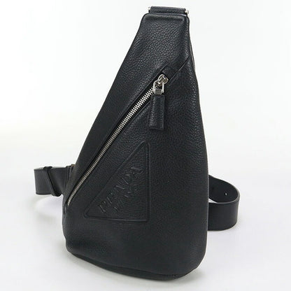 二手 Prada Body Bag 男士品牌 PRADA Vitello Dyno 皮革单肩包 PR95208 黑色包 USDPR95208011