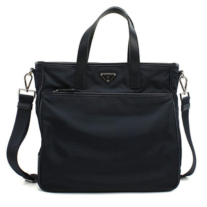 中古 プラダ トートバッグ メンズ ブランド PRADA 2WAY レザー 2VG032 ネイビー バッグ USDPR95293011