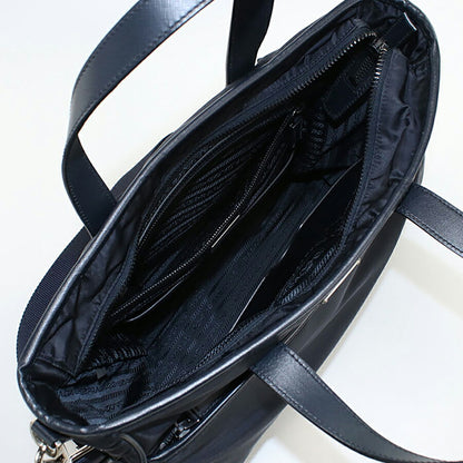 中古 プラダ トートバッグ メンズ ブランド PRADA 2WAY レザー 2VG032 ネイビー バッグ USDPR95293011