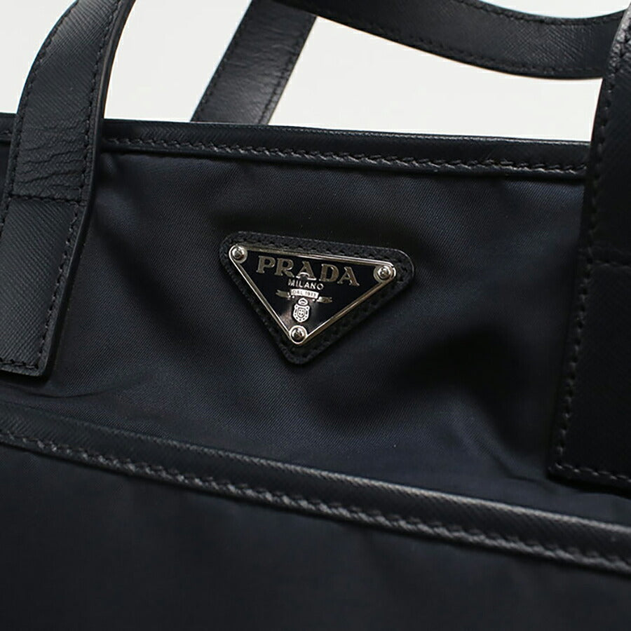 中古 プラダ トートバッグ メンズ ブランド PRADA 2WAY レザー 2VG032 ネイビー バッグ USDPR95293011