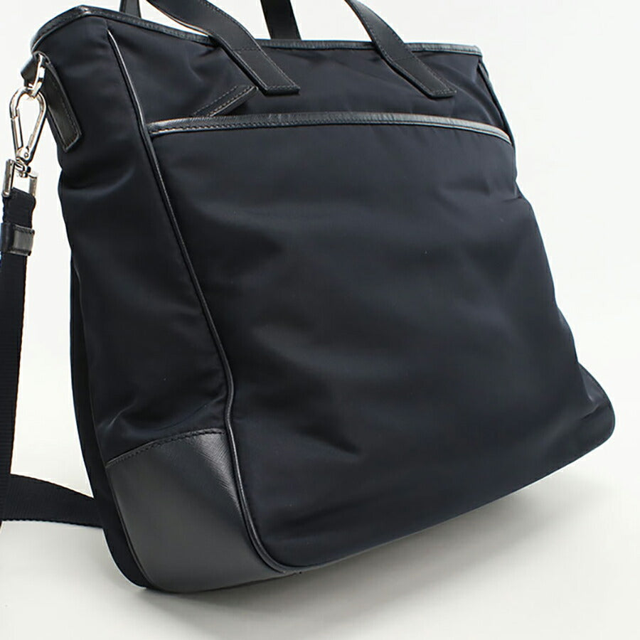 中古 プラダ トートバッグ メンズ ブランド PRADA 2WAY レザー 2VG032 ネイビー バッグ USDPR95293011