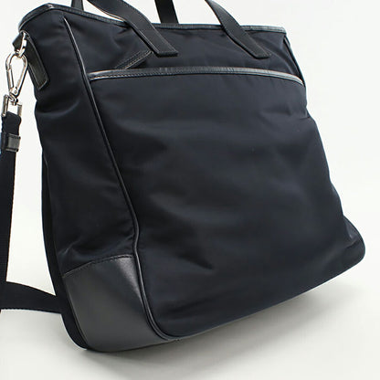中古 プラダ トートバッグ メンズ ブランド PRADA 2WAY レザー 2VG032 ネイビー バッグ USDPR95293011