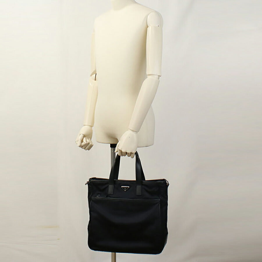 中古 プラダ トートバッグ メンズ ブランド PRADA 2WAY レザー 2VG032 ネイビー バッグ USDPR95293011