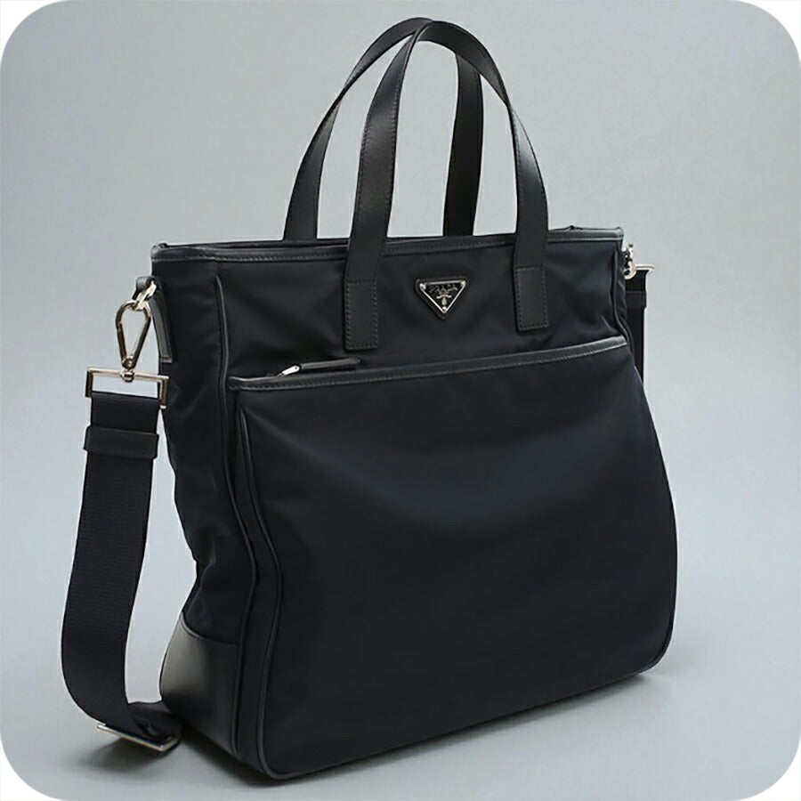 中古 プラダ トートバッグ メンズ ブランド PRADA 2WAY レザー 2VG032 ネイビー バッグ USDPR95293011