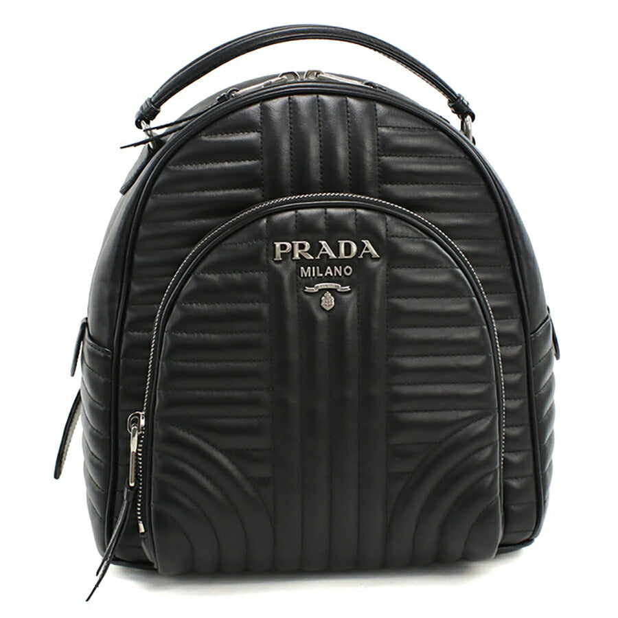 中古 プラダ リュック レディース ブランド PRADA ダイアグラム バックパック レザー 1BZ030 2D91 F0633 ブラック バッグ USDPR95318011