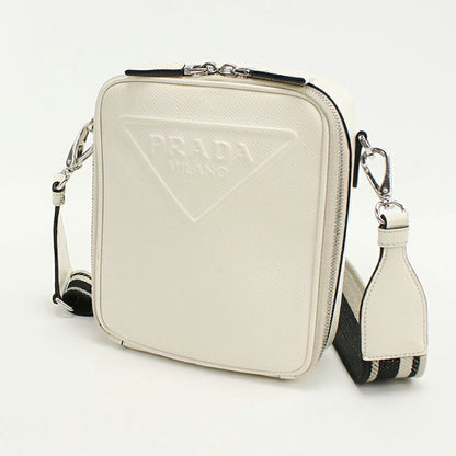 中古 プラダ 斜め掛け ショルダーバッグ メンズ ブランド PRADA サフィアーノ 2VH154 ホワイト バッグ USDPR95326011