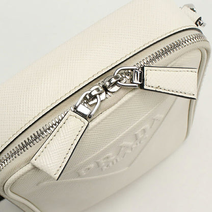 中古 プラダ 斜め掛け ショルダーバッグ メンズ ブランド PRADA サフィアーノ 2VH154 ホワイト バッグ USDPR95326011