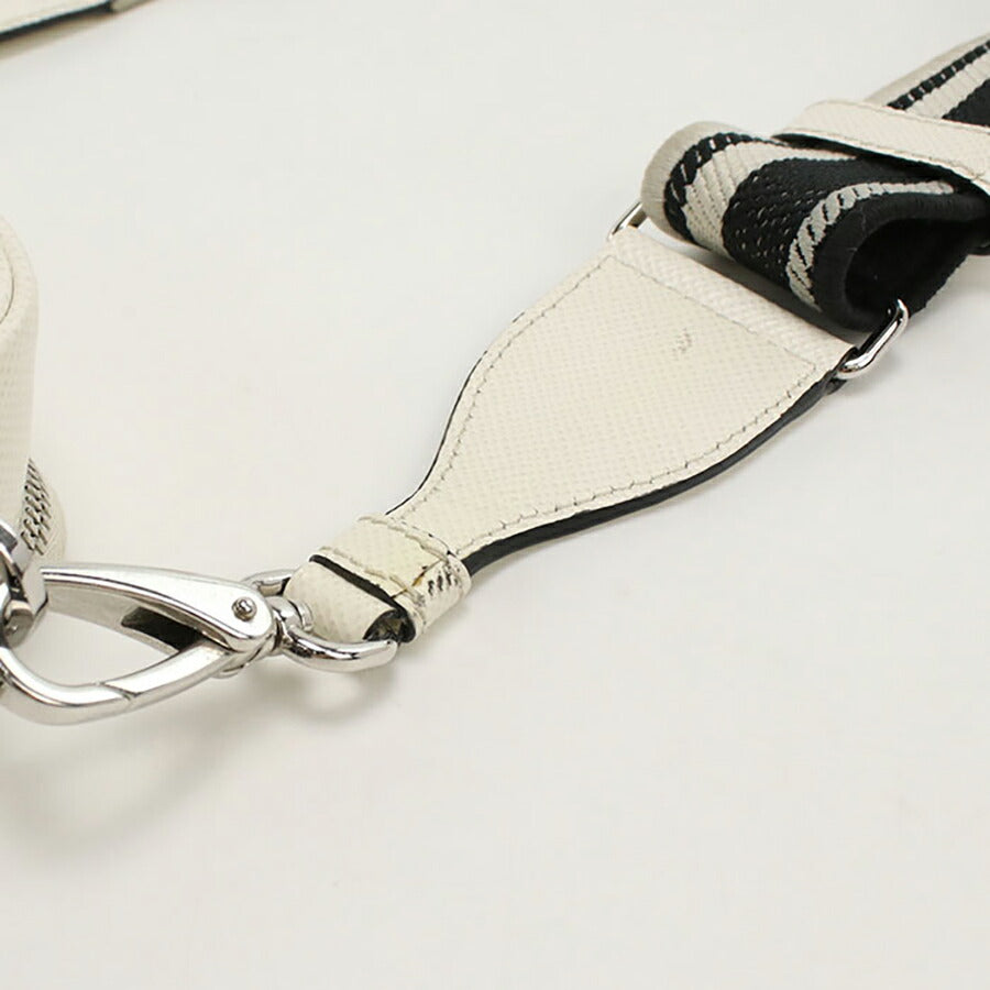 中古 プラダ 斜め掛け ショルダーバッグ メンズ ブランド PRADA サフィアーノ 2VH154 ホワイト バッグ USDPR95326011
