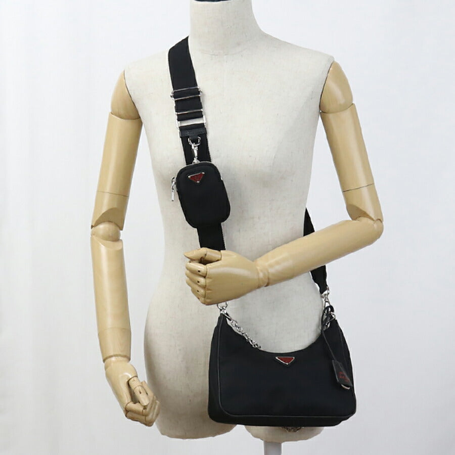 中古 プラダ 斜め掛け ショルダーバッグ レディース ブランド PRADA Re-Edition2005 ショルダーバッグ 1BH204 ブラック バッグ USDPR95330011