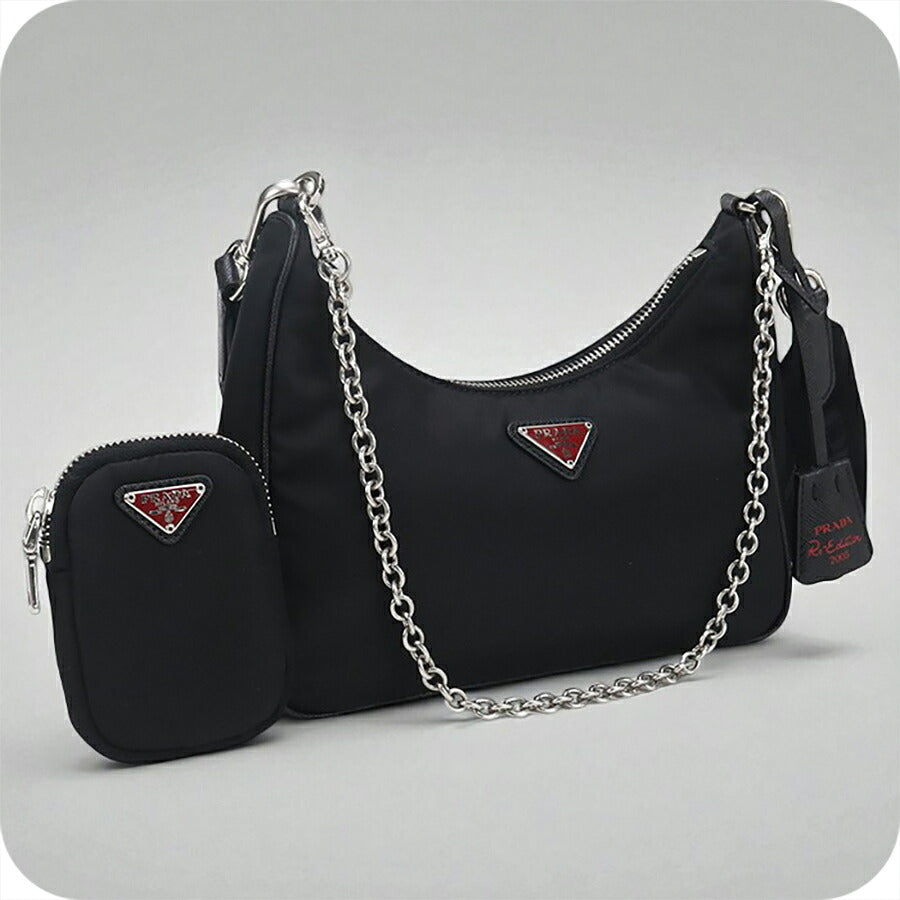 中古 プラダ 斜め掛け ショルダーバッグ レディース ブランド PRADA Re-Edition2005 ショルダーバッグ 1BH204 ブラック バッグ USDPR95330011