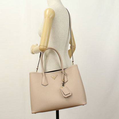 二手prada手提袋女士品牌prada saffiano皮革2way手提袋皮革1BG756米色袋usdpr95456011