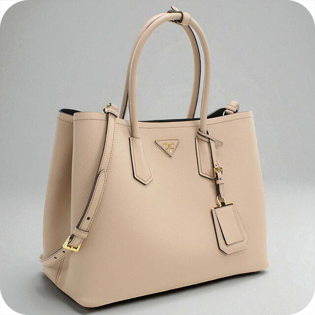 二手prada手提袋女士品牌prada saffiano皮革2way手提袋皮革1BG756米色袋usdpr95456011
