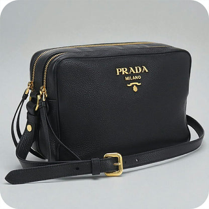 中古 プラダ 斜め掛け ショルダーバッグ レディース ブランド PRADA カメラバッグ レザー 1BH079 ブラック バッグ USDPR95694011