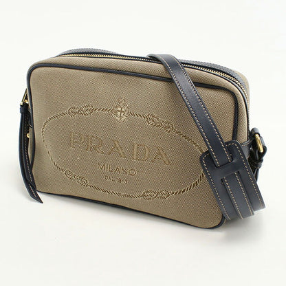 二手prada越野肩袋女性品牌prada徽标jacquard皮革1BH089棕色袋USDPR95898011