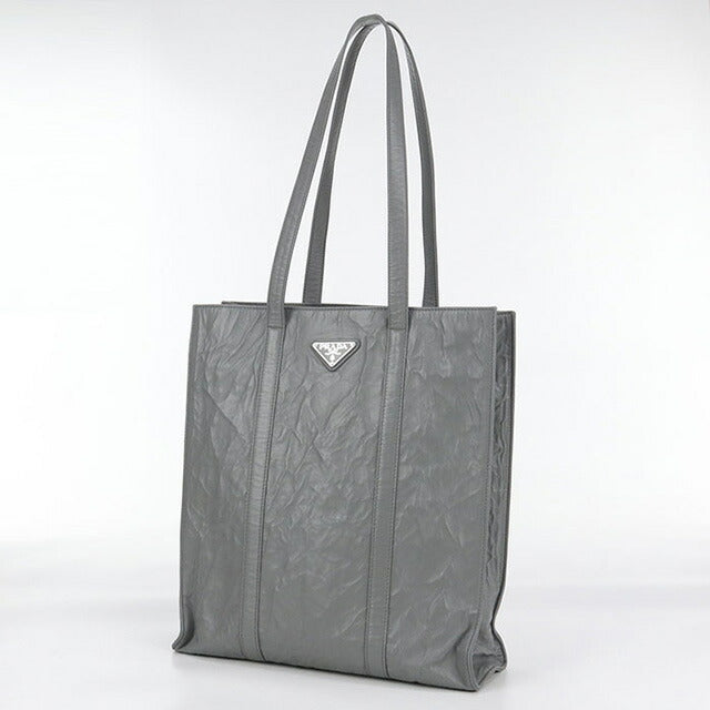 Used Prada tote bag ladies brand PRADA leather 1BG459 gray bag USDPR96115011