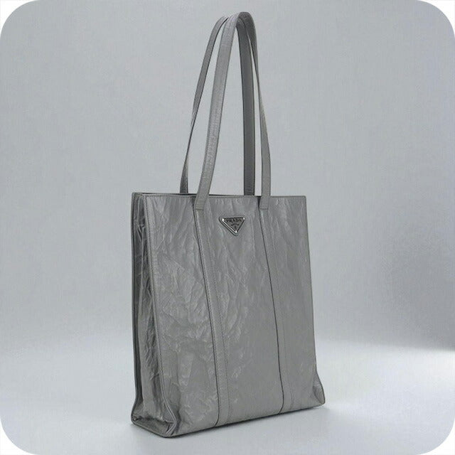 Used Prada tote bag ladies brand PRADA leather 1BG459 gray bag USDPR96115011