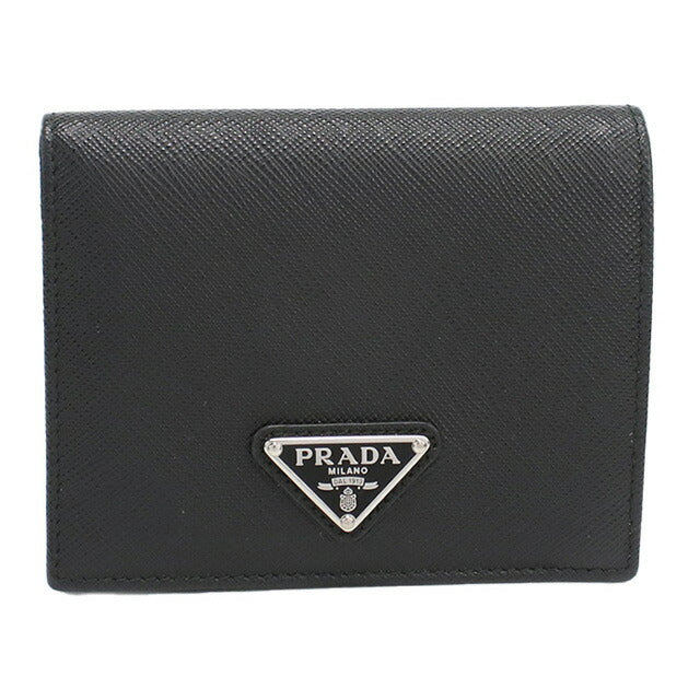 使用的Prada Bifold钱包，用于女性品牌Prada Triangle Wallet 1MV204黑色钱包USDPR96328011