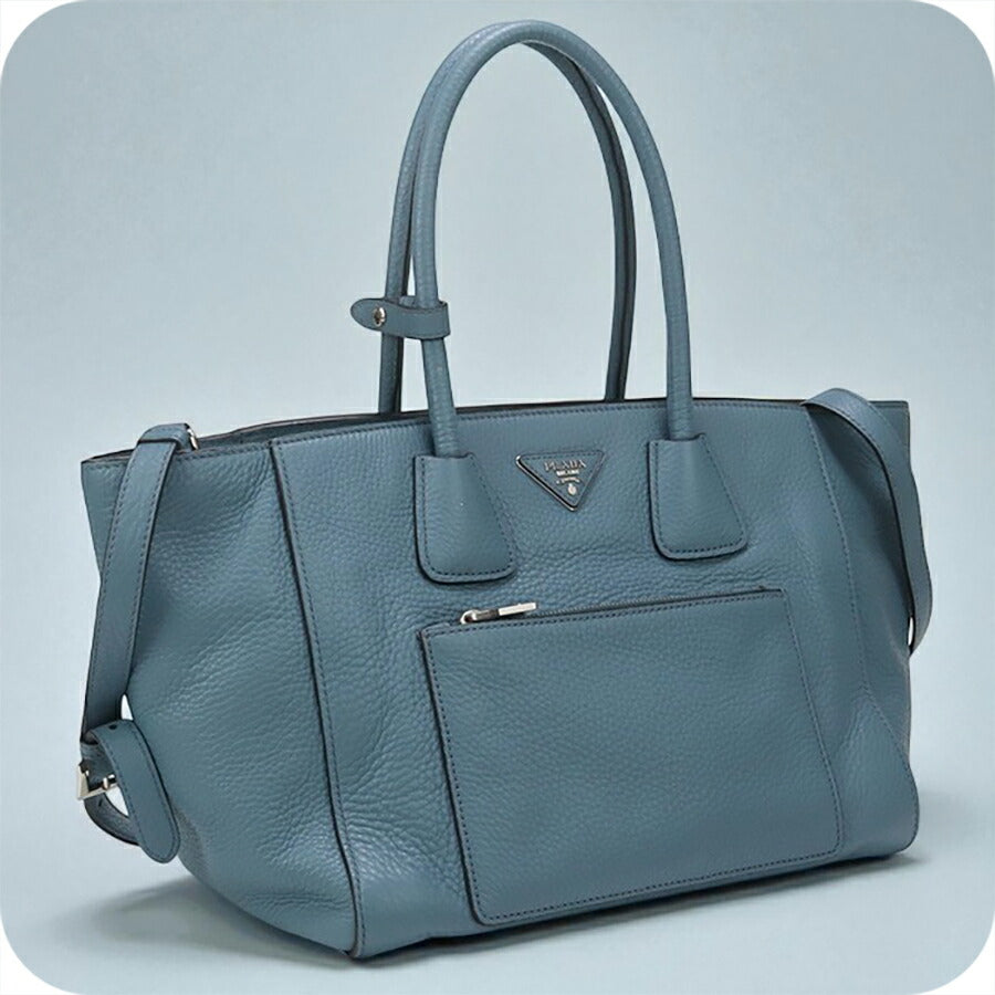 中古 プラダ トートバッグ レディース ブランド PRADA 2WAY レザー BN2795 2E8K FOF16 ブルー バッグ USDPR96393011
