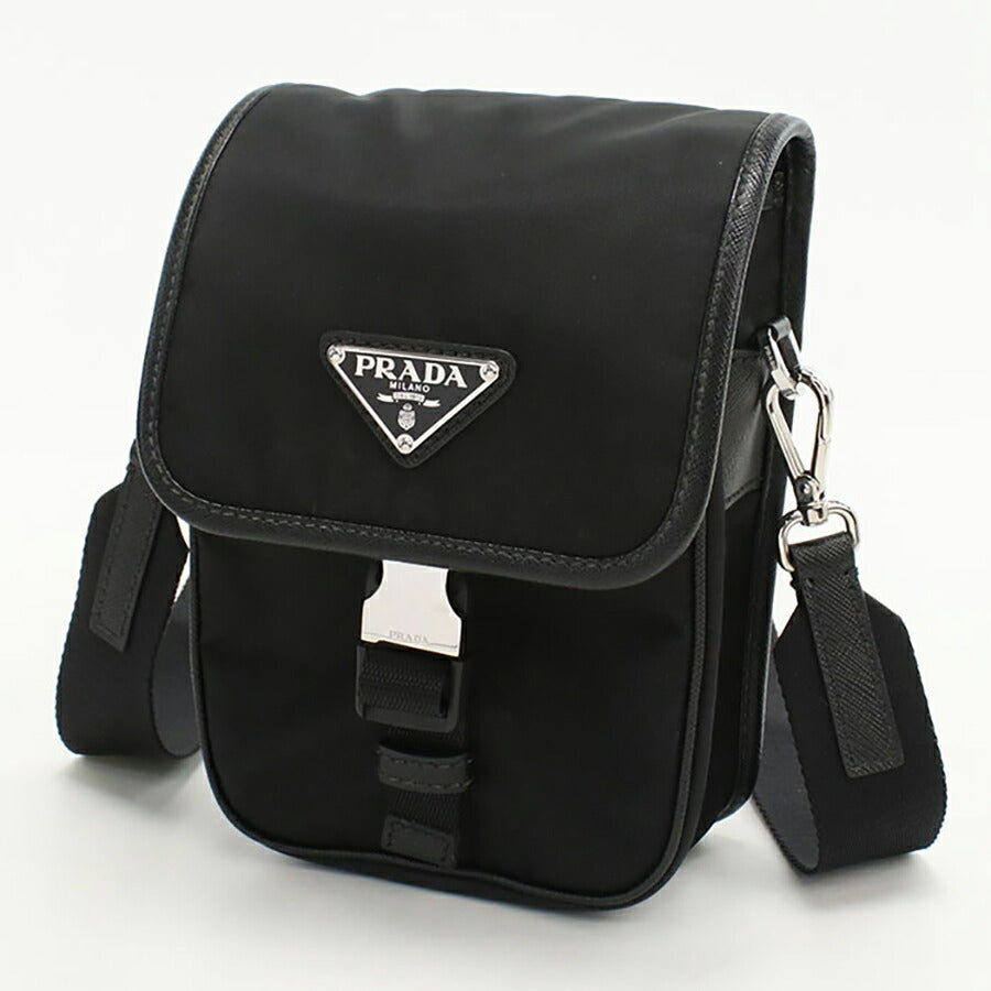 中古 プラダ 斜め掛け ショルダーバッグ メンズ ブランド PRADA Re-Nylon 2VD043 ブラック バッグ USDPR96571011