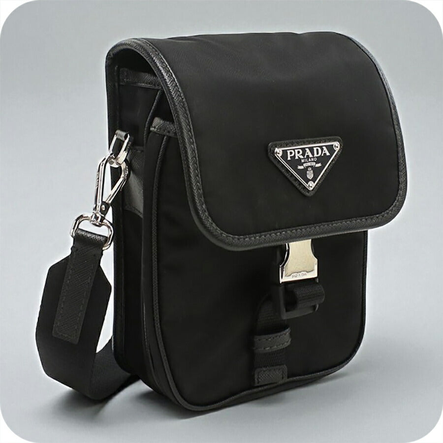 中古 プラダ 斜め掛け ショルダーバッグ メンズ ブランド PRADA Re-Nylon 2VD043 ブラック バッグ USDPR96571011