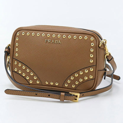 二手prada越野肩袋女性品牌Prada 2way肩带皮革棕色包USDPR96608011