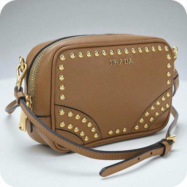 二手prada越野肩袋女性品牌Prada 2way肩带皮革棕色包USDPR96608011