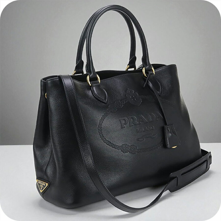 中古 プラダ トートバッグ レディース ブランド PRADA 2WAY レザー 1BA579 ブラック バッグ USDPR97114011