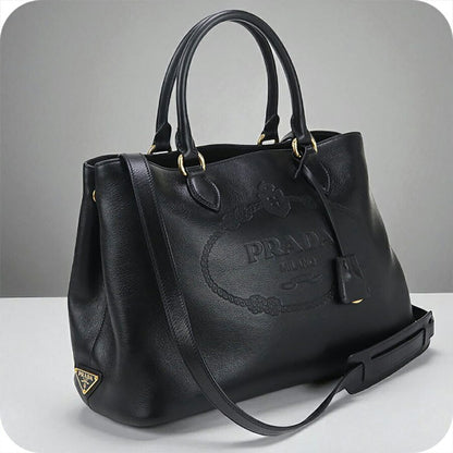 中古 プラダ トートバッグ レディース ブランド PRADA 2WAY レザー 1BA579 ブラック バッグ USDPR97114011
