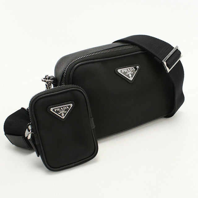 中古 プラダ 斜め掛け ショルダーバッグ メンズ ブランド PRADA Re-Nylon 2VH070 ブラック バッグ USDPR97408011