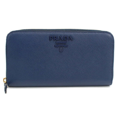 中古 プラダ 長財布ラウンドファスナー メンズ ブランド PRADA ジップアラウンド長財布 レザー ブルー 財布 USDPR97880011