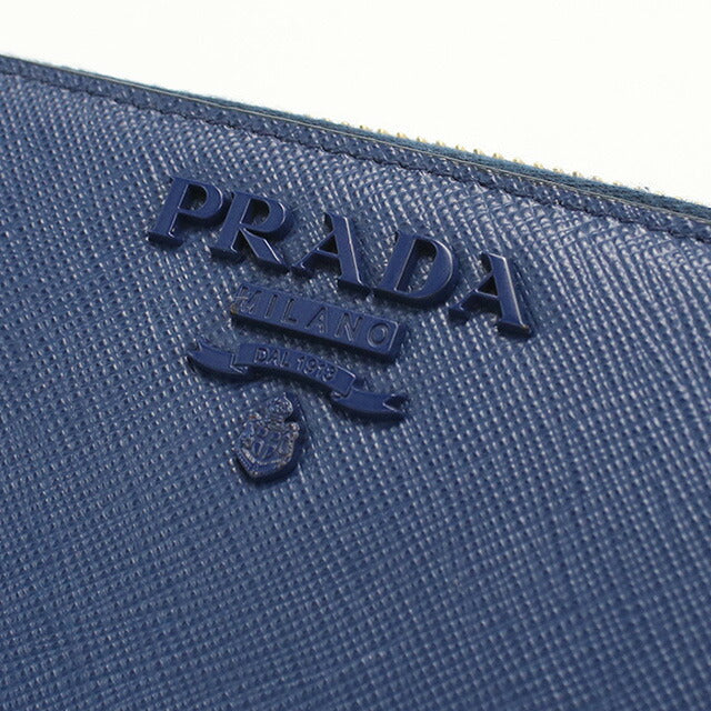中古 プラダ 長財布ラウンドファスナー メンズ ブランド PRADA ジップアラウンド長財布 レザー ブルー 財布 USDPR97880011