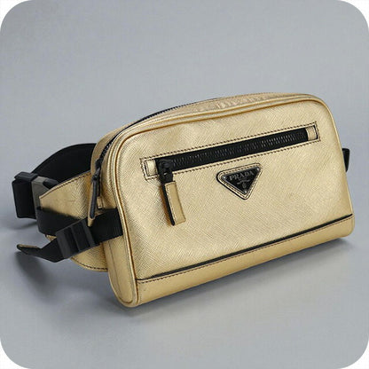 Used Prada body bag ladies brand PRADA belt bag leather 2VL012 9Z2 F0W3L gold bag USDPR98043011