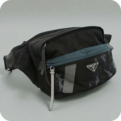 二手普拉达身体包男士品牌 PRADA 腰包 2VH038 黑色包 USDPR98063011