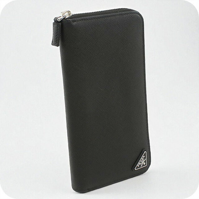 中古 プラダ 長財布ラウンドファスナー メンズ PRADA サフィアーノトライアングル ジップアラウンド長財布 レザー 2ML317 QHH F0002 USDPR98425011