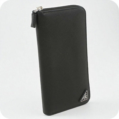 中古 プラダ 長財布ラウンドファスナー メンズ PRADA サフィアーノトライアングル ジップアラウンド長財布 レザー 2ML317 QHH F0002 USDPR98425011