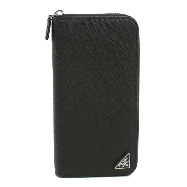 中古 プラダ 長財布ラウンドファスナー メンズ PRADA サフィアーノトライアングル ジップアラウンド長財布 レザー 2ML317 QHH F0002 USDPR98425011