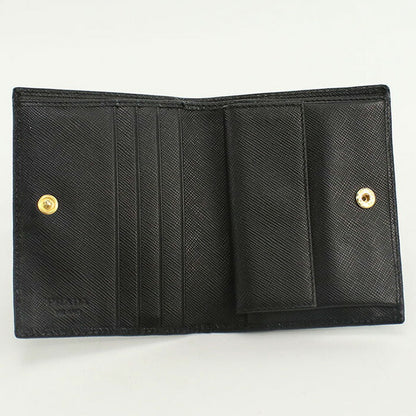 中古 プラダ 二折財布 レディース ブランド PRADA サフィアーノレザー財布 レザー 1MV204 QWA F0002 ブラック 財布 USDPR98802011